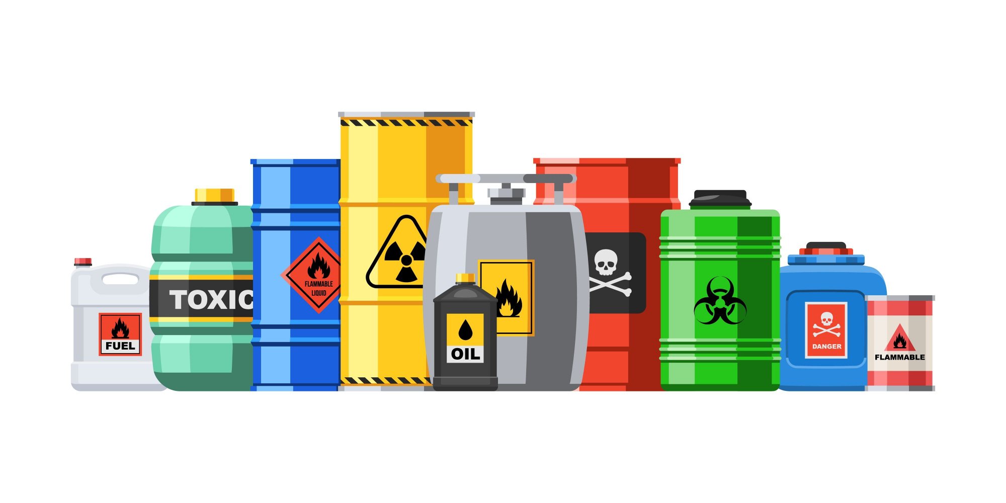 Set Of Chemical Fuel Industry Hazardous Items Out Of Use, 56% OFF